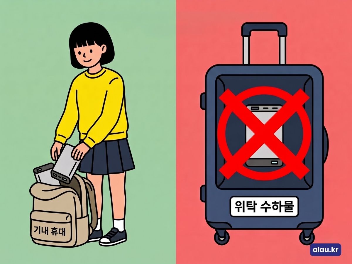 보조배터리는 위탁 수하물이 아니라 기내로만 들고 탑니다