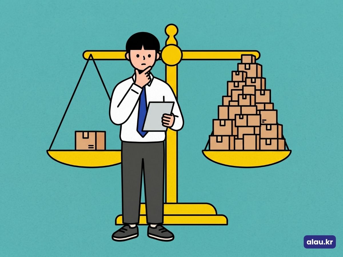 매출 기준선을 저울로 재는 장면